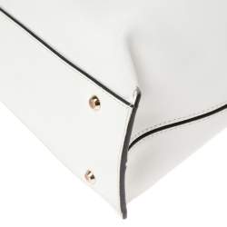 Pre Owned DKNY White Leather Bryant Park Zip Tote