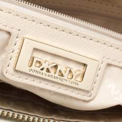 Pre Owned DKNY White Leather Bryant Park Zip Tote