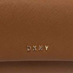 Pre Owned Dkny Tan Leather Flap Card Holder