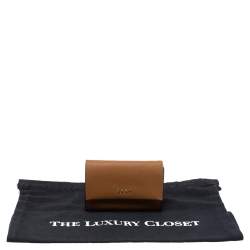 Pre Owned Dkny Tan Leather Flap Card Holder