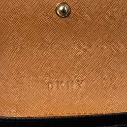 Pre Owned Dkny Tan Leather Flap Card Holder