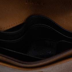 Pre Owned Dkny Tan Leather Flap Card Holder