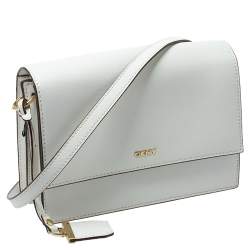 Pre Owned حقيبة كتف دي كي إن واي براينت جلد أبيض بقلاب