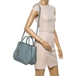 Pre Owned DKNY Pale Blue Leather Bryant Park Shoulder Bag