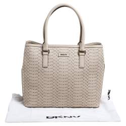 مملوكة مسبقًا DKNY Light Beige Perforated Leather Tote