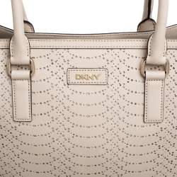 مملوكة مسبقًا DKNY Light Beige Perforated Leather Tote