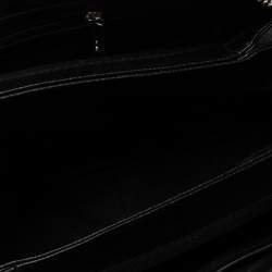 Pre Owned Dkny Black Embroidered Logo Leather Hutton Satchel