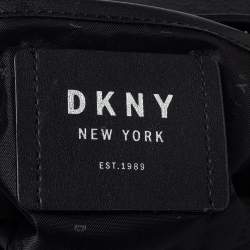 Pre Owned Dkny Black Embroidered Logo Leather Hutton Satchel