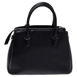 Pre Owned Dkny Black Embroidered Logo Leather Hutton Satchel