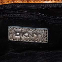 Pre Owned Dkny Muticolor Croc Embossed Leather Clutch