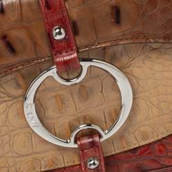 Pre Owned Dkny Muticolor Croc Embossed Leather Clutch