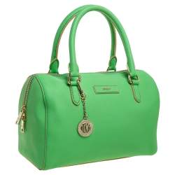 Pre Owned DKNY Green Saffiano Leather Boston Bag