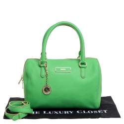 Pre Owned DKNY Green Saffiano Leather Boston Bag