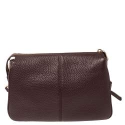 Pre Owned حقيبة كتف دي كي إن واي جلد عنابي دامكن مرصعة