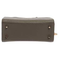 Pre Owned Dkny Khaki Green Leather Front Pocket Satchel 