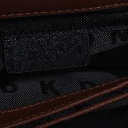 Pre Owned Dkny Khaki Green Leather Front Pocket Satchel 