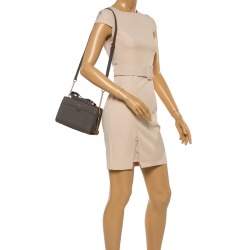 Pre Owned Dkny Khaki Green Leather Front Pocket Satchel 