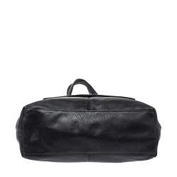 Pre Owned Dkny Black Leather Turnlock Pocket Tote
