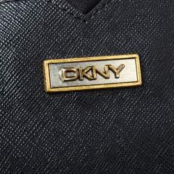Pre Owned Dkny Black Leather Turnlock Pocket Tote