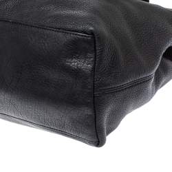 Pre Owned Dkny Black Leather Turnlock Pocket Tote