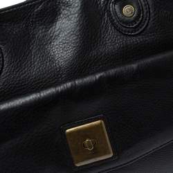 Pre Owned Dkny Black Leather Turnlock Pocket Tote