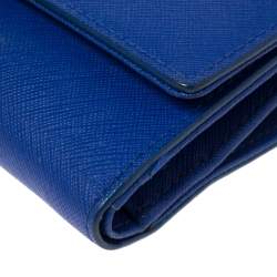 Pre Owned محفظة دي كي إن واي جلد أزرق ثلاثية الطي