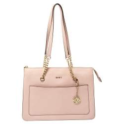 مملوكة مسبقًا Dkny Powder Pink Leather Top Zip Shoulder Bag
