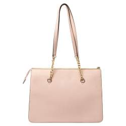 مملوكة مسبقًا Dkny Powder Pink Leather Top Zip Shoulder Bag