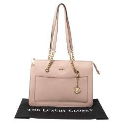مملوكة مسبقًا Dkny Powder Pink Leather Top Zip Shoulder Bag
