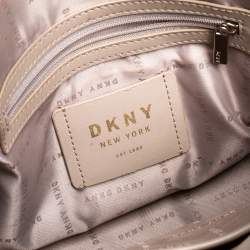 Pre Owned Dkny Beige/Pink Coated Canvas and Leather Crossbody Bag