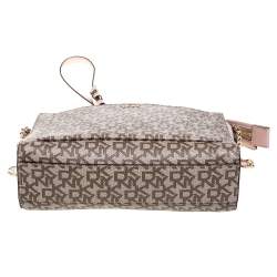 Pre Owned Dkny Beige/Pink Coated Canvas and Leather Crossbody Bag