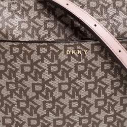 Pre Owned Dkny Beige/Pink Coated Canvas and Leather Crossbody Bag