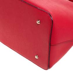 Pre Owned Dkny Red Leather Double Zip Tote