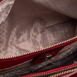 Pre Owned Dkny Red Leather Double Zip Tote