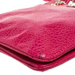 Pre Owned DKNY Magenta Pebbled Leather Zip Chain Shoulder Bag