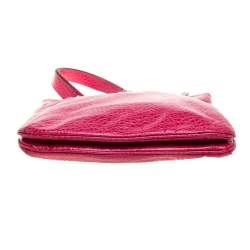 Pre Owned DKNY Magenta Pebbled Leather Zip Chain Shoulder Bag