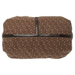 Pre Owned Dkny Brown Monogram Canvas and Leather Studded Hobo