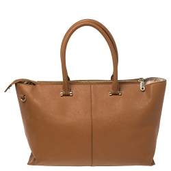مملوكة مسبقًا DKNY Tan Leather Bryant Park Zip Tote