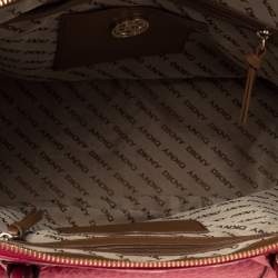 Pre Owned Dkny Beige/Pink Monogram Canvas and Leather Dome Satchel