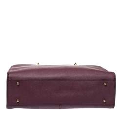 مملوكة مسبقًا Dkny Burgundy Leather Logo Plague Zip Tote