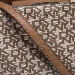 Pre Owned Dkny Beige/Brown Signature Coated Canvas and Leather Bryant Bucket Bag