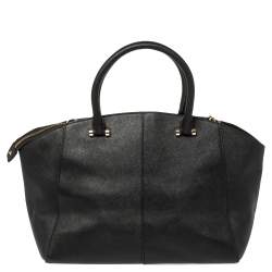 Pre Owned Dkny Black Leather Zip Dome Satchel 