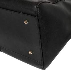 Pre Owned Dkny Black Leather Zip Dome Satchel 