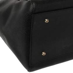 Pre Owned Dkny Black Leather Zip Dome Satchel 
