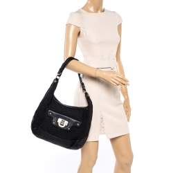 Pre Owned Dkny Black Signature Canvas and Leather Hobo