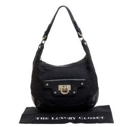 Pre Owned Dkny Black Signature Canvas and Leather Hobo