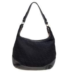 Pre Owned Dkny Black Signature Canvas and Leather Hobo