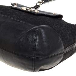 Pre Owned Dkny Black Signature Canvas and Leather Hobo