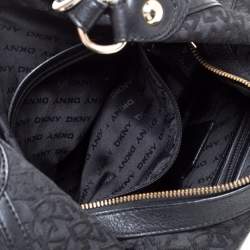 Pre Owned Dkny Black Signature Canvas and Leather Hobo