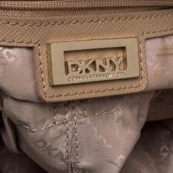 DKNY Beige/Black Leather Metal Detail Satchel  